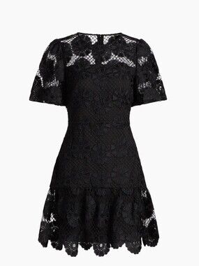Milly Black Lace Fit-and-Flare Dress Size 12